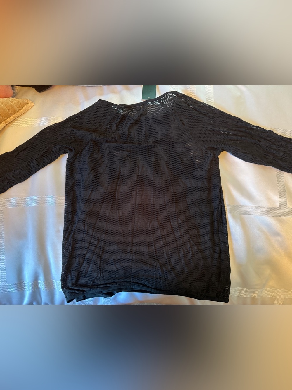 NWT, Lauren Ralph Lauren Black Mesh 3/4 Sleeve Top - Picture 2 of 5